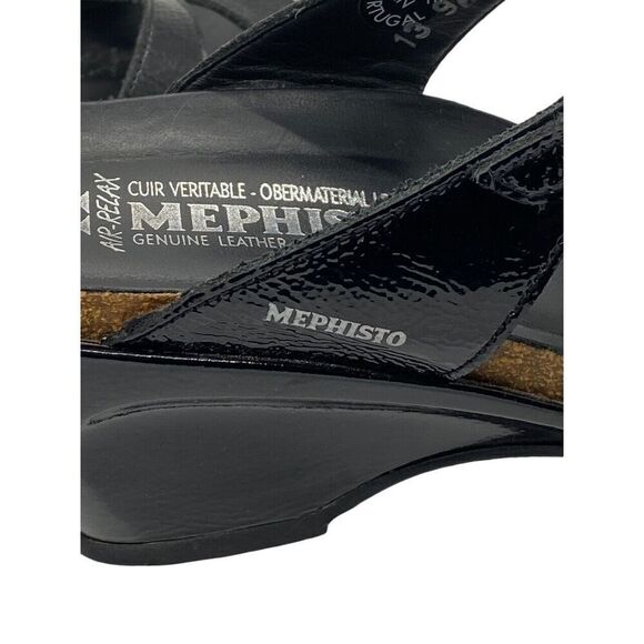 Mephisto Women's Nazli Sandals Black Patent Leather Crystals Wedge Size 10 / 40 - Picture 11 of 16